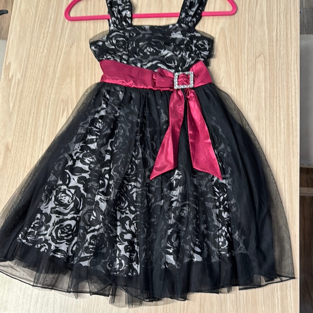 Candie's Elegant Black and Pink Floral Dress